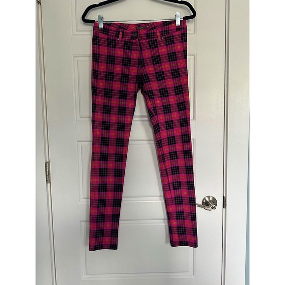J. McLaughlin Becca Pink Plaid Pant Leggings, Size 2 - Picture 3 of 5